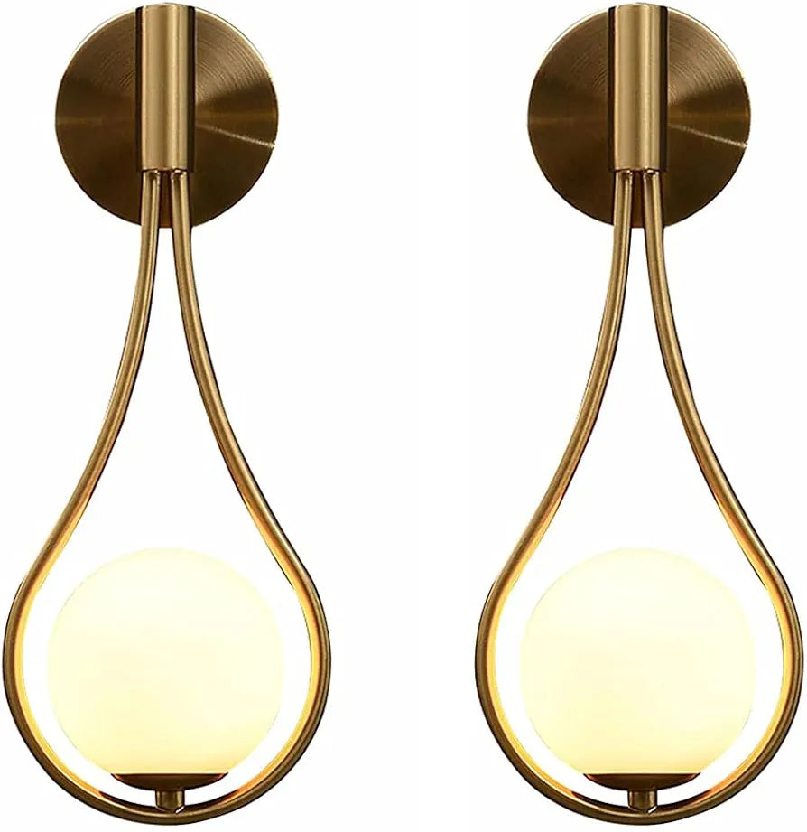 Modern Mid-Century Drop Design Wall Light Globe Wall Sconce Lamp Brushed Brass Finish Wall Lamps Vanity Wall Light for Bedside Living Room Lighting