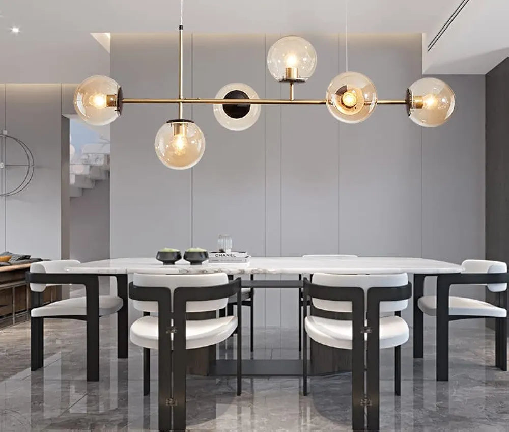 Modern 6 Lights Previcacious Dining Chandelier |Ceiling Glass Pendant Lamps for Living Room Kitchen Island Café Restaurant Bar - Bulb Included