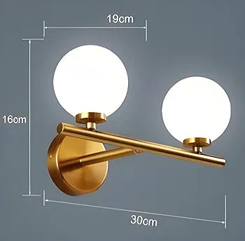 3Colors Dimming Gold LED Wall Light Glass Ball Bathroom Wall Lamp Mirror Lighting with, Light Fixture