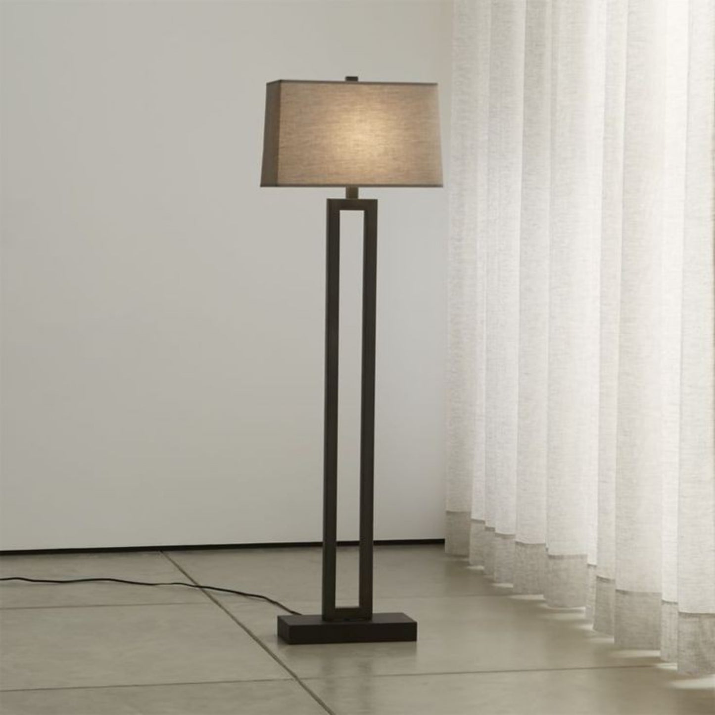 Modern Metal Cut-Out Living Room Standing Floor Lamp with Light Bulb Earth Tone Shade