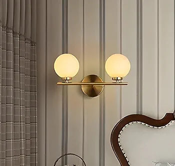 3Colors Dimming Gold LED Wall Light Glass Ball Bathroom Wall Lamp Mirror Lighting with, Light Fixture