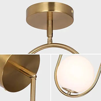 Modern Pendant Lighting Gold Globe Light Fixture,Mid Century Chandelier for Kitchen Island,Adjustable Length Indoor Lighting for Dinning Room Bedroom