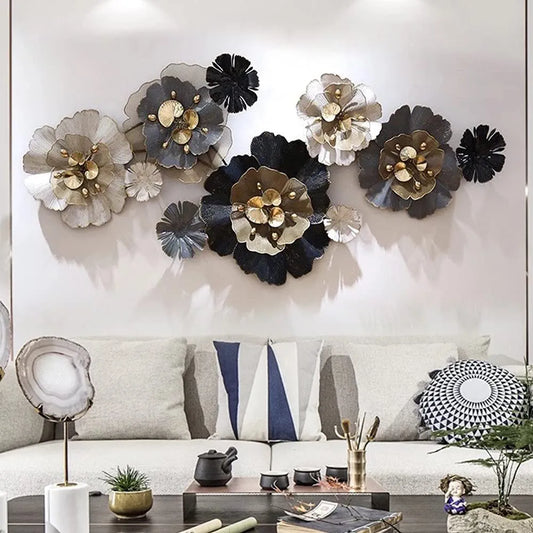 Metal Flower 3D Design Blossoming Flower Wall Decor Perfect for Living Room/Hotel/Restaurant/Bedroom