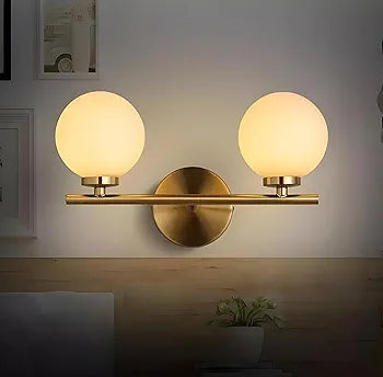 3Colors Dimming Gold LED Wall Light Glass Ball Bathroom Wall Lamp Mirror Lighting with, Light Fixture