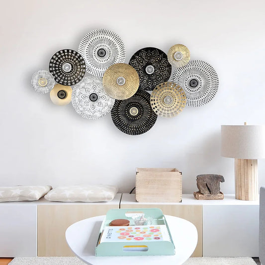 Trible Circles Metal Wall Art for Home Décor | Decorative Hanging Sculpture | Wall-Mount Decoration for Living Room Bedroom Home Office | Modern and Antique|White ad Black