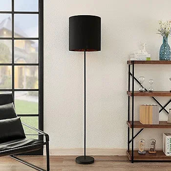 Floor Lamp (Modern) in Black Textile (1 Bulb, E27) - Floor Lamp, Floor Lamp, Living Room Lamp