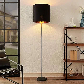 Floor Lamp (Modern) in Black Textile (1 Bulb, E27) - Floor Lamp, Floor Lamp, Living Room Lamp