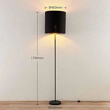 Floor Lamp (Modern) in Black Textile (1 Bulb, E27) - Floor Lamp, Floor Lamp, Living Room Lamp