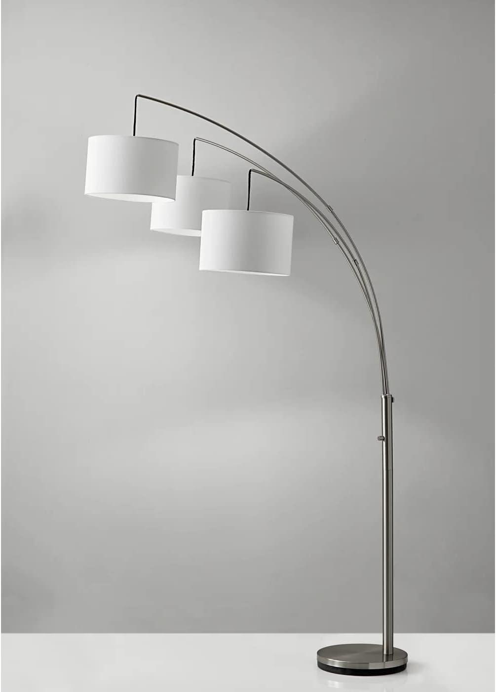 Side Angle View of Modern Standing Floor Lamp Black & Beige