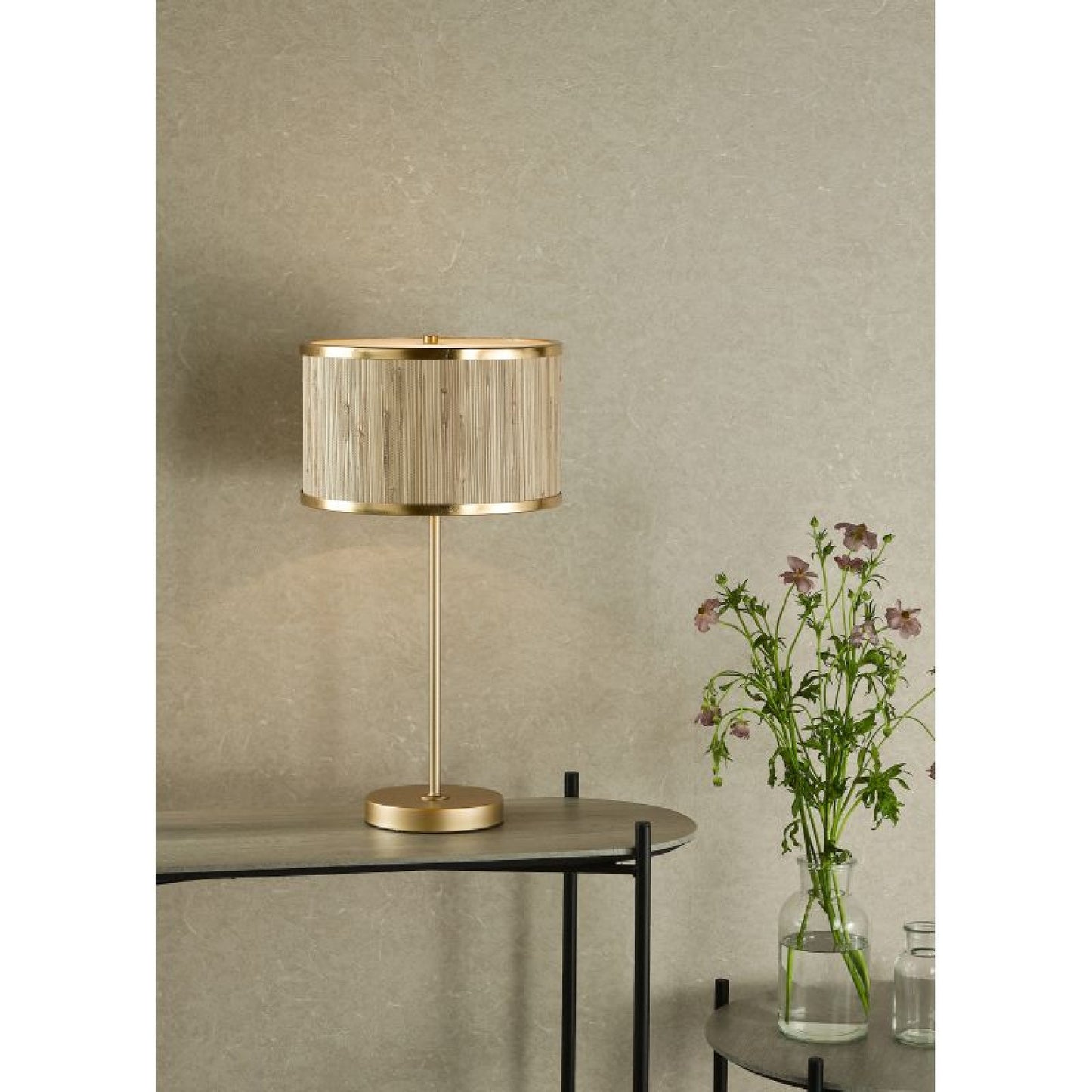 Gold Table Lamp with Natural Seagrass Shade, Long Lasting Premium Gold Finish Table & Desk Lamp | Night Lamp For Living Room |Office