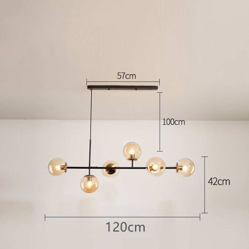 Modern 6 Lights Previcacious Dining Chandelier |Ceiling Glass Pendant Lamps for Living Room Kitchen Island Café Restaurant Bar - Bulb Included