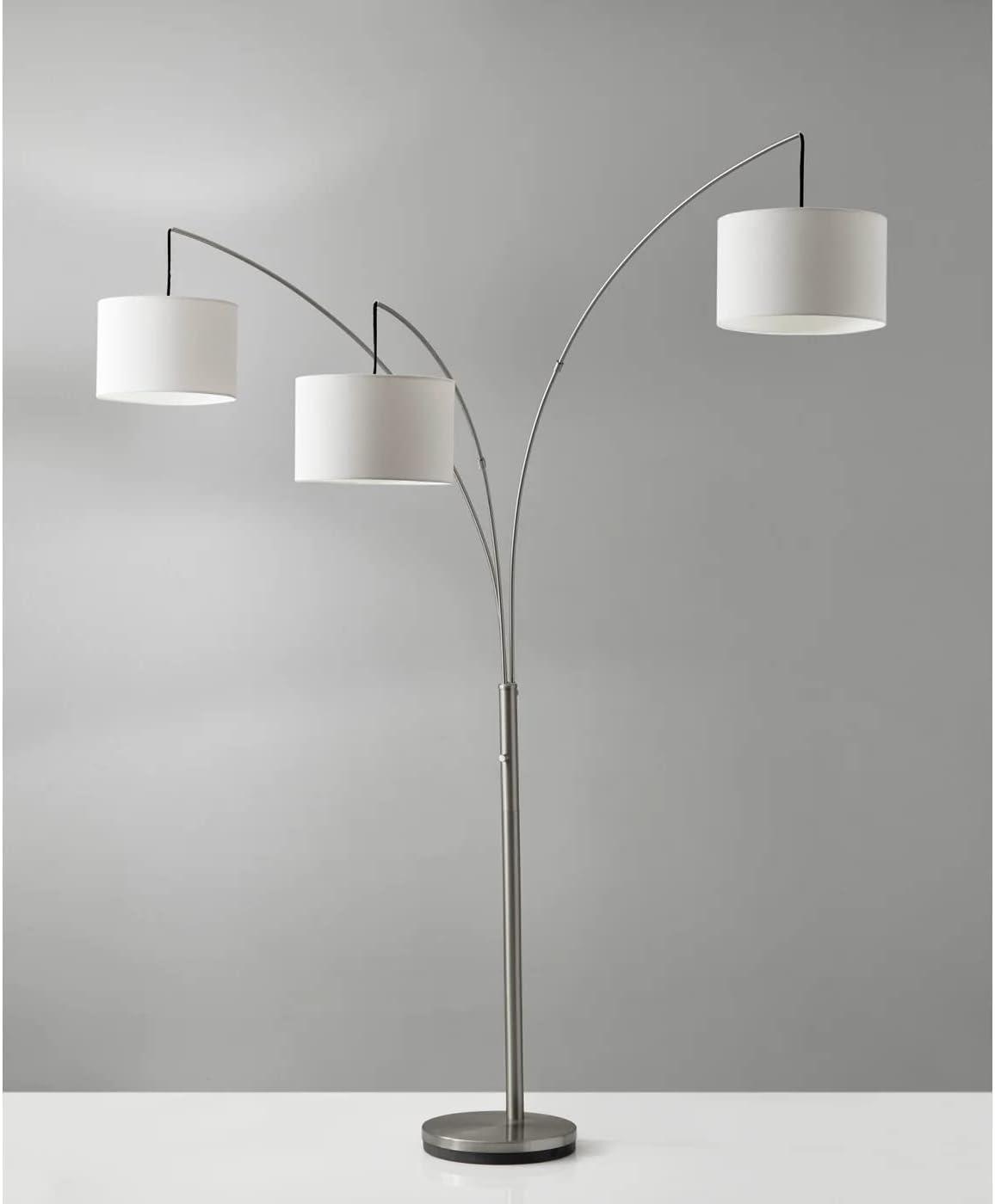 Standing Floor Lamp in Black & Beige Burlap for Modern Home Decor