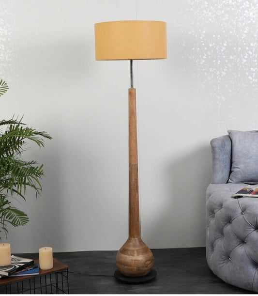 Charlotte White Iron Shade Club Floor Lamp – Elegant Wood Base Lighting For Living Room and Bedroom