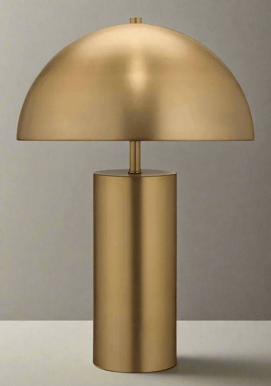 Table Lamp with Metal Umbrella Shade and Cylindrical Body, Brass Antique Finish For|Living Room |Bedroom|Dining Hall|Resturant|Night Lamp|Study Lamp - N I CREATIONS