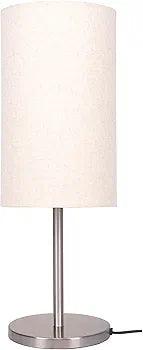 N I CREATIONS Bedside Table lamp with a sleek silver base and white fabric shade for modern decor