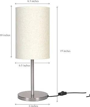N I CREATIONS Bedside Table lamp with fabric shade and stainless steel base, 19 inches tall
