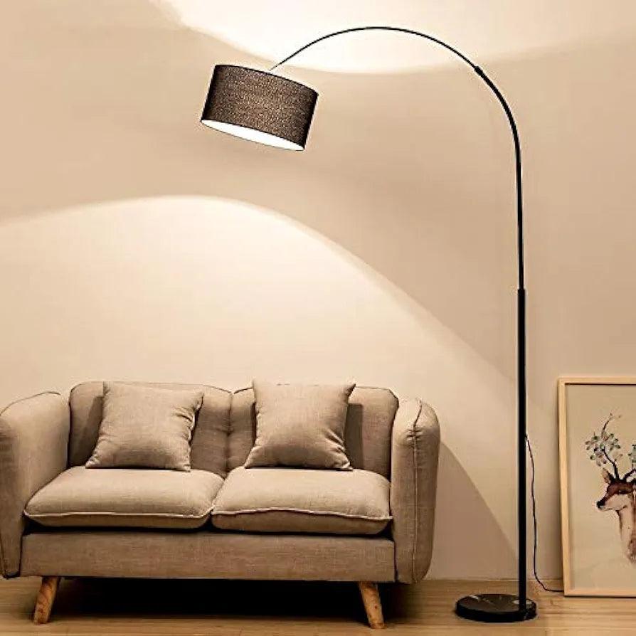 Warm LED floor lamp brightening a stylish room with modern decor.