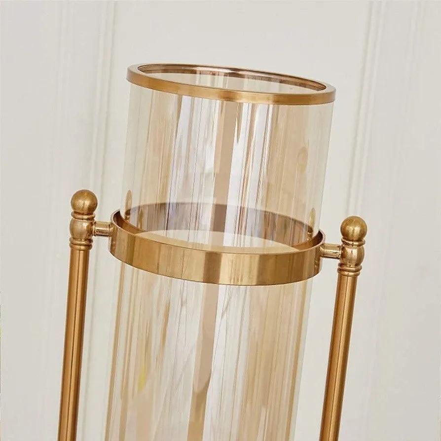 Elegant N I CREATIONS candle holder with a clear glass design and gold accents for home decoration