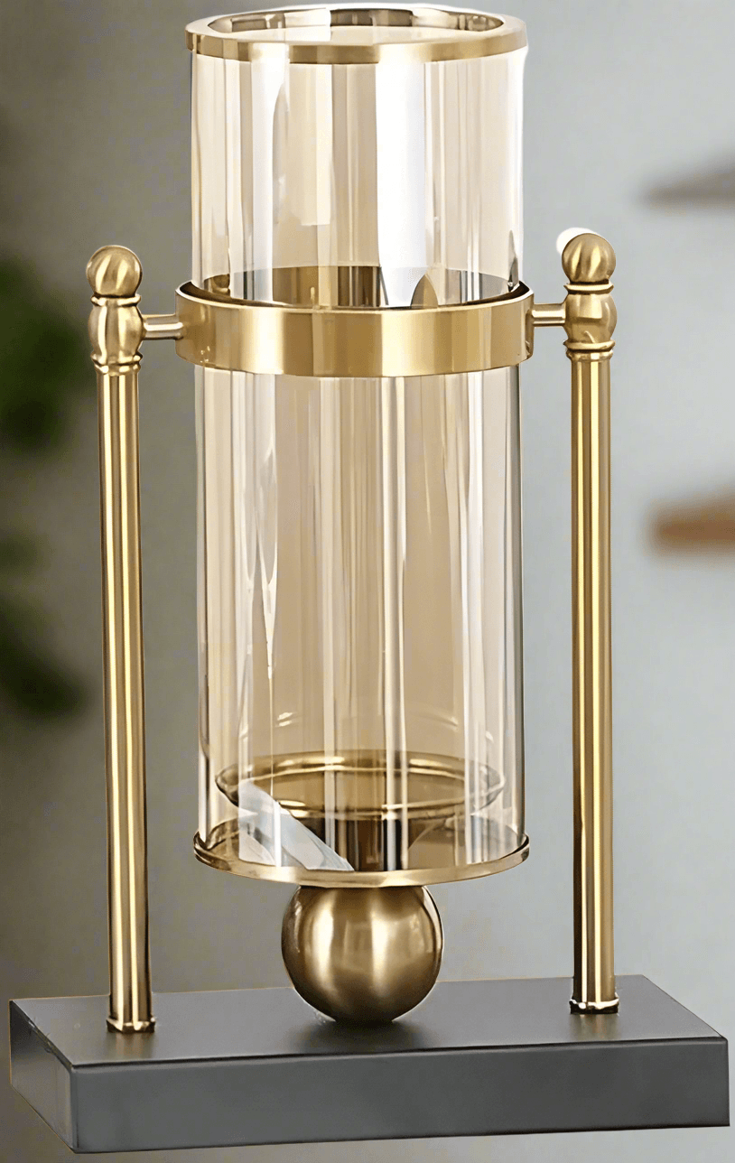 Elegant N I CREATIONS candle holder with gold accents and glass design for stylish home decor