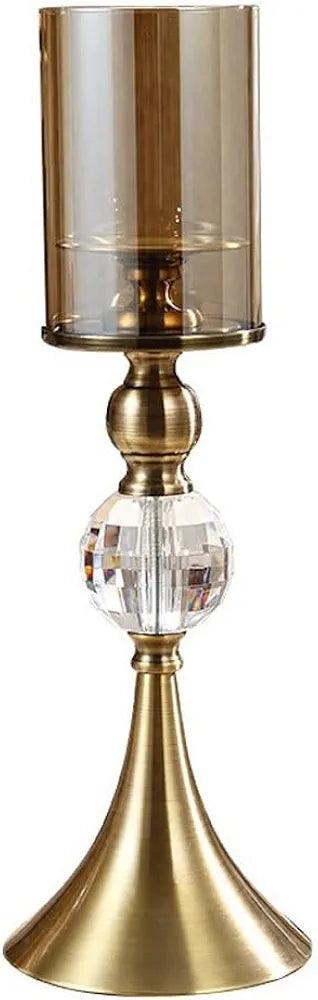 Elegant N I CREATIONS candle holder in gold finish with glass and crystal accents for home decor