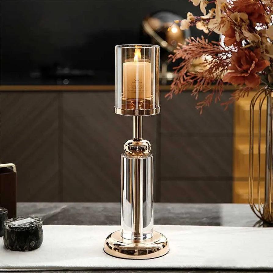 Elegant N I CREATIONS candle holders stand with a glass top and modern design, perfect for home decoration