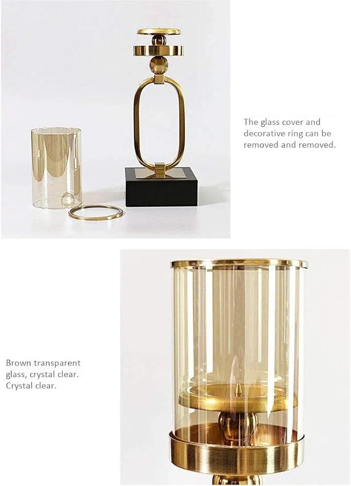 Elegant N I CREATIONS candle light holder with removable glass cover and decorative ring for home decor