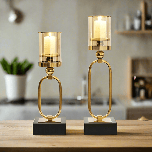 Elegant N I CREATIONS candle light holders with golden accents for modern home decor