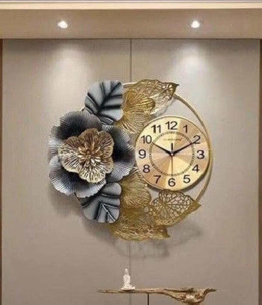 Elegant N I CREATIONS wall clock featuring floral design and gold accents for stylish home decor