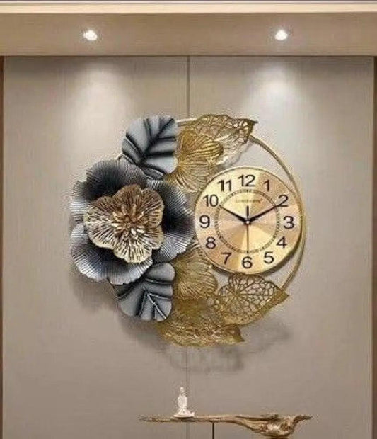 Elegant N I CREATIONS wall clock featuring floral design and gold accents for stylish home decor