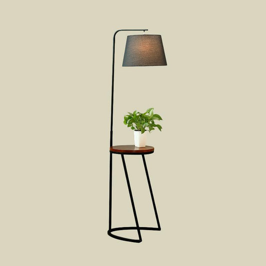 N I CREATIONS Floor lamp with a wooden table and stylish shade for home decoration
