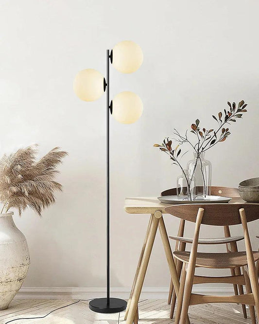 N I CREATIONS modern floor lamp standing with three globes, perfect for stylish home decorative lighting