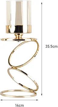 Elegant N I CREATIONS candle holders with a spiral design for home decor in gold finish