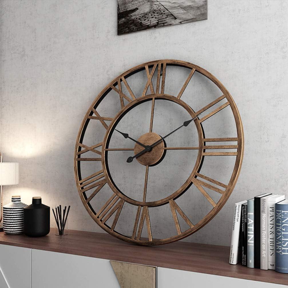 Stylish N I CREATIONS metal analog wall clock with wooden accents for home decor