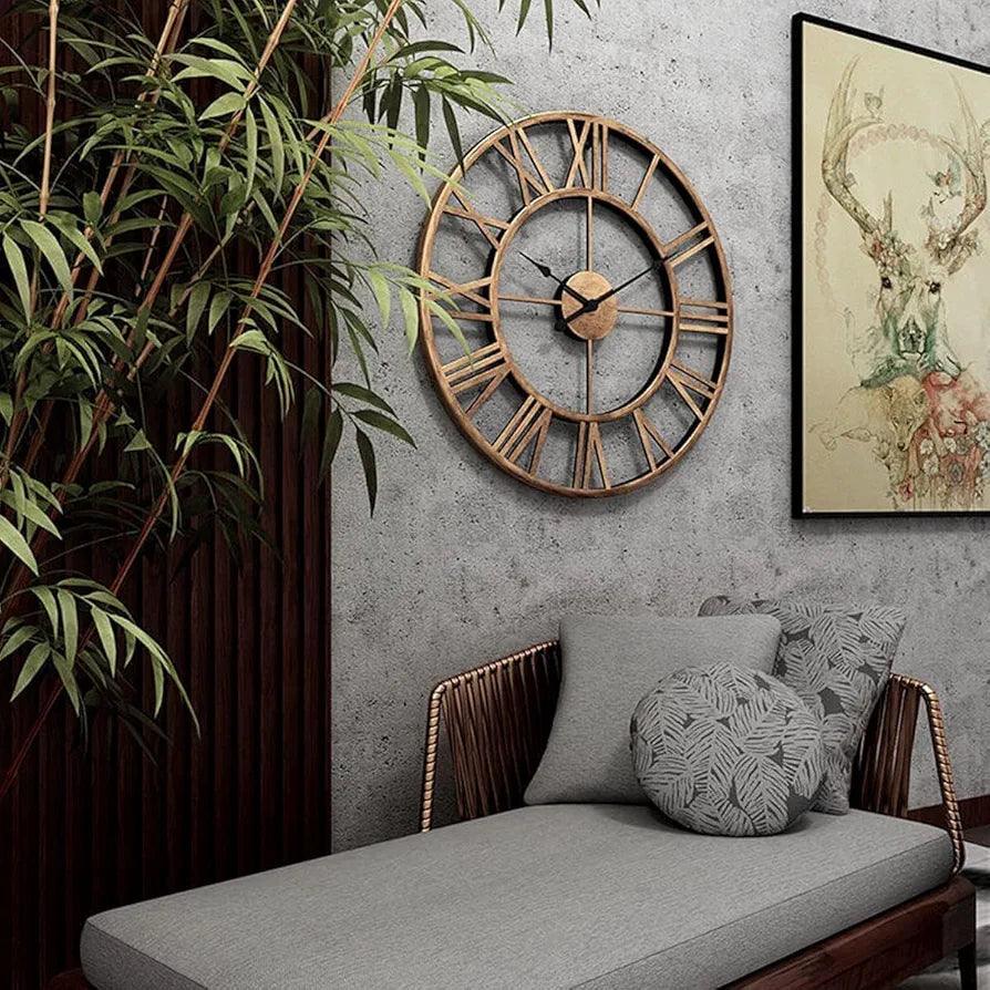 N I CREATIONS Metal analog wall clock with rustic design for modern home decor