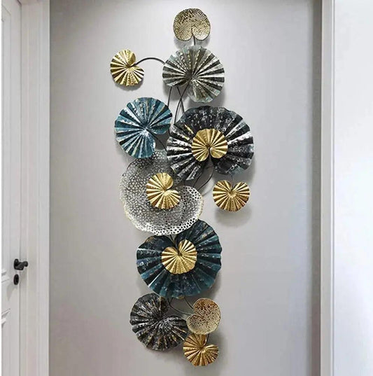 Metal lotus wall art hanging on clean white wall – N I CREATIONS™