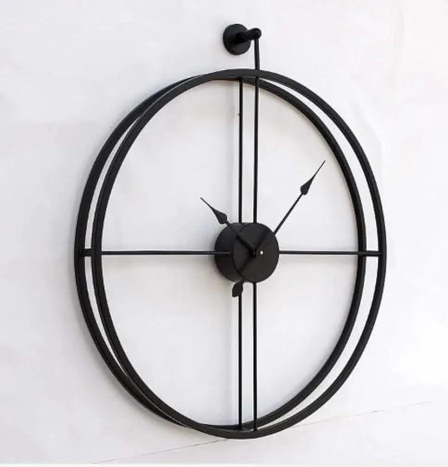 N I CREATIONS Stylish Black Metal Wall Clock with Minimalist Design for Home Decor