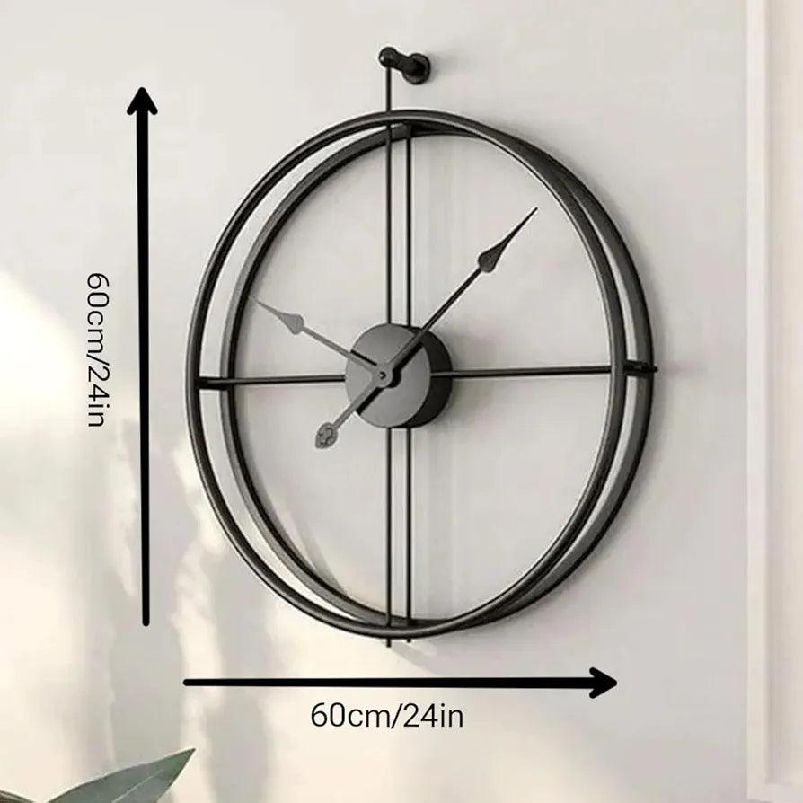 Stylish N I Creations metal wall clock with modern design, featuring black finish and large 60cm size