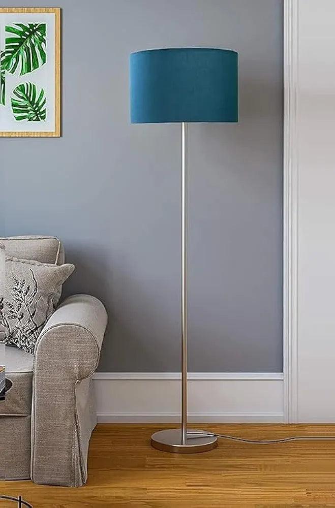 Modern Floor Lamp in teal with a sleek metal base, perfect for contemporary home decor
