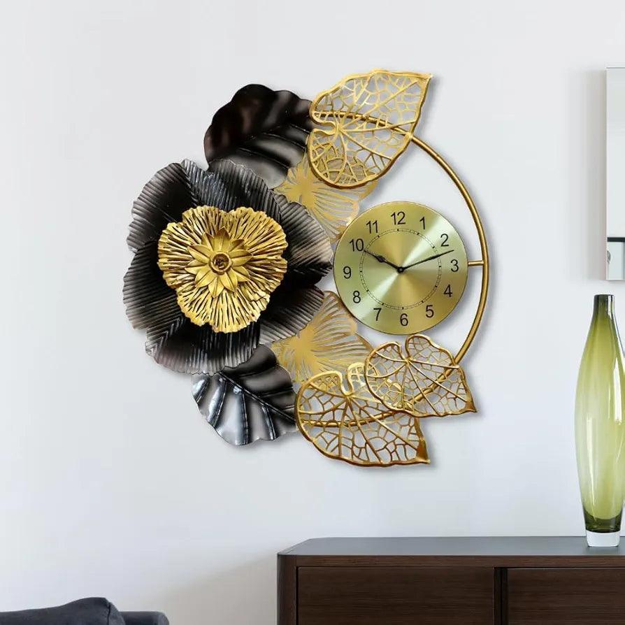 Stylish wall clock with a floral design for elegant home decoration by N I CREATIONS