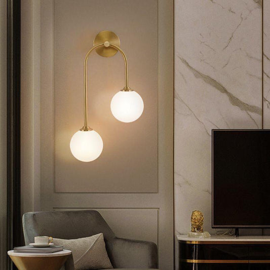 Modern N I CREATIONS wall lamp with double globe design for stylish home decoration
