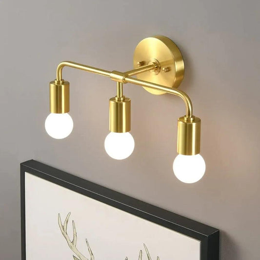 N I CREATIONS Modern Wall Lamp with Gold Finish and Three Adjustable Bulbs for Stylish Home Decor