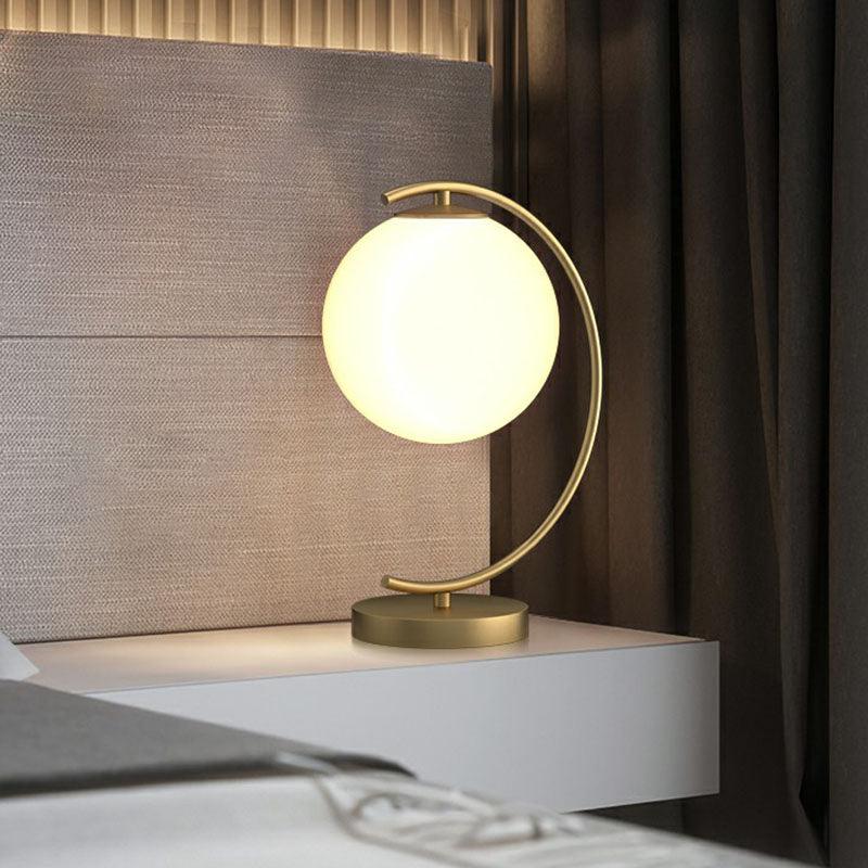 Stylish N I CREATIONS night lamp with a round shade and sleek gold base for elegant home decor