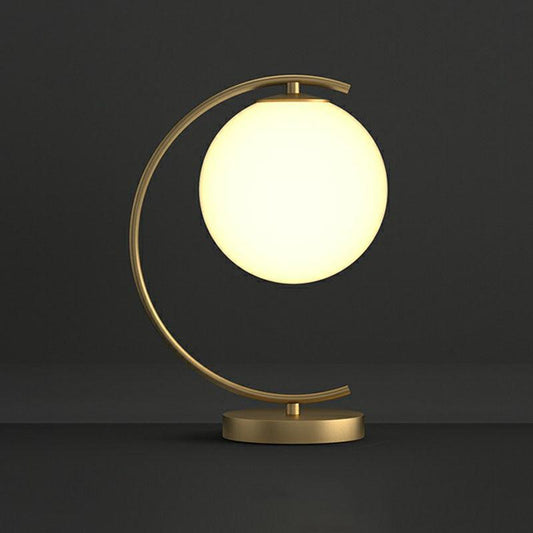 N I CREATIONS modern night lamp with a round globe design and elegant gold base for home decor