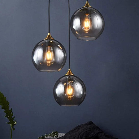 N I CREATIONS Pendant lamp light with three glass globes hanging elegantly for home decoration