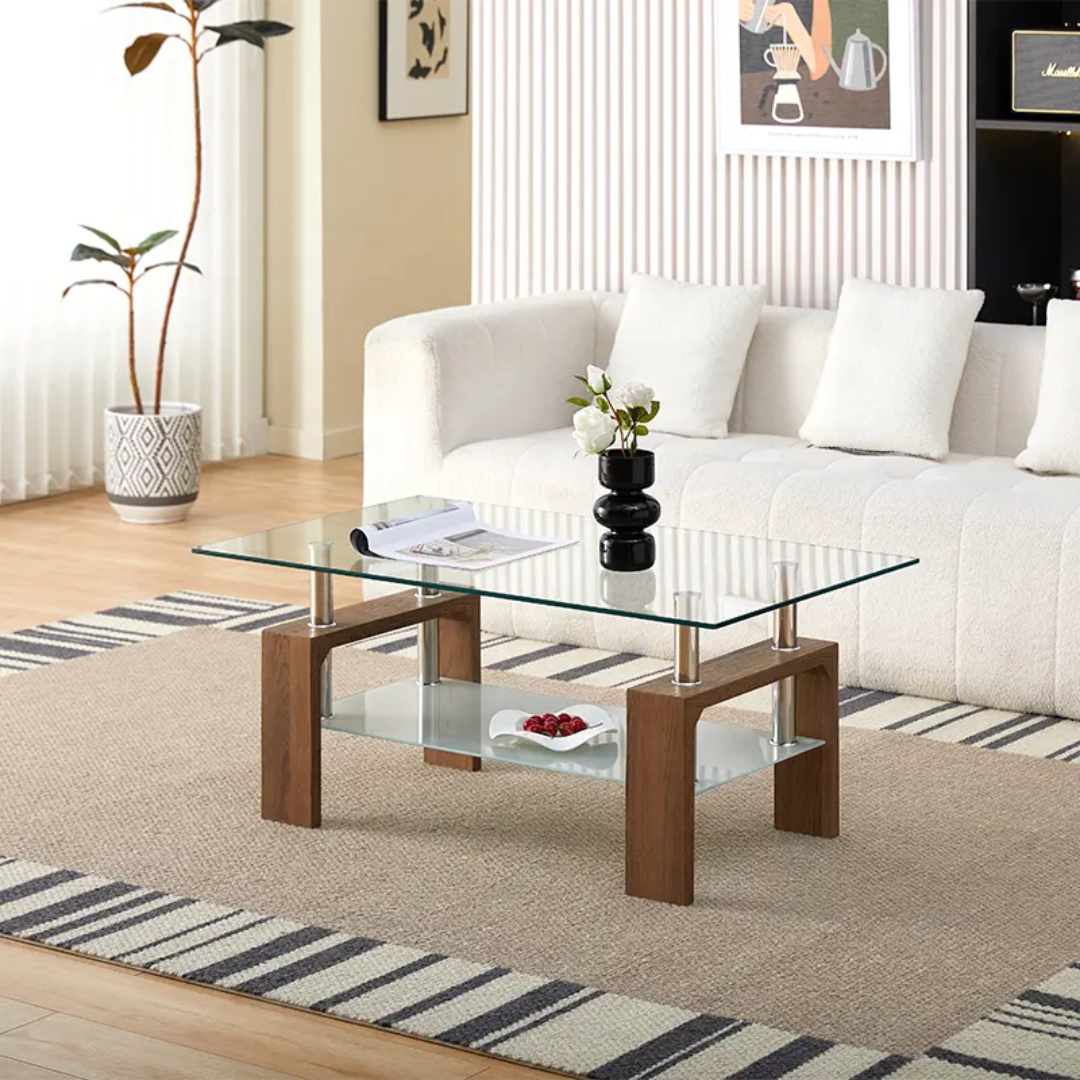 Luxury Two-Tiered Coffee Table – Modern Living Room Table with Storage