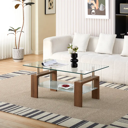 Luxury Two-Tiered Coffee Table – Modern Living Room Table with Storage