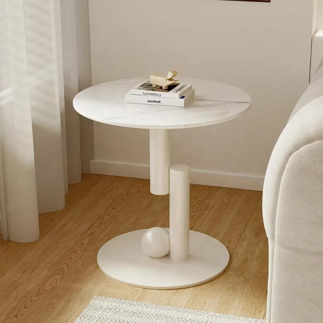 Stockholm Ceramic Top End Table – 50×50×50 cm Modern Accent Table