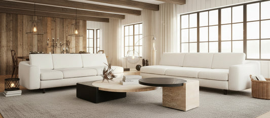 Luxury Two-Piece Coffee Table Set – Modern Wooden Top with Metal Base