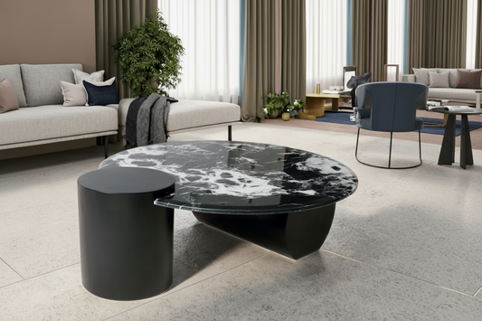 Luxury Solid Marble Accent Table – Orbicular Round Coffee & Accent Side Table
