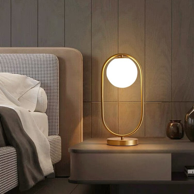 Perfection Table Light With Frosted Glass Shade | Desk & Night Lamp With Brushed Gold Finish - (Bulb Included)